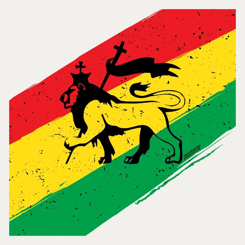 Lion rasta devant un drapeau tricolore