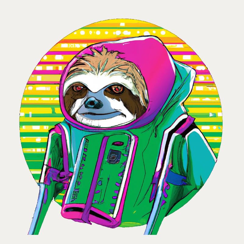 Cyber Punk Sloth - Ukiyo-e Stil.