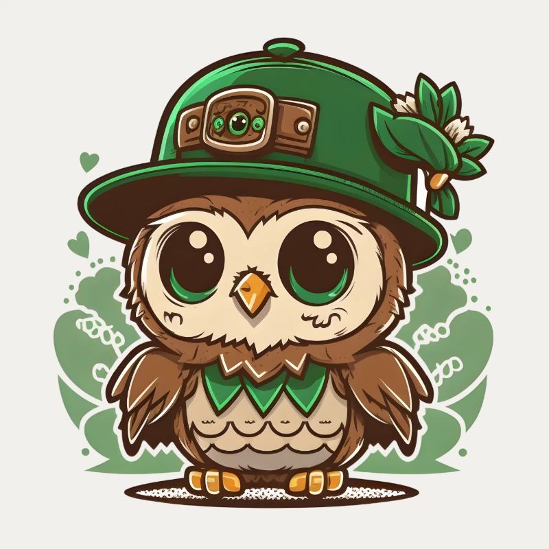 St. Patrick s Day Kawaii Eule mit Hut