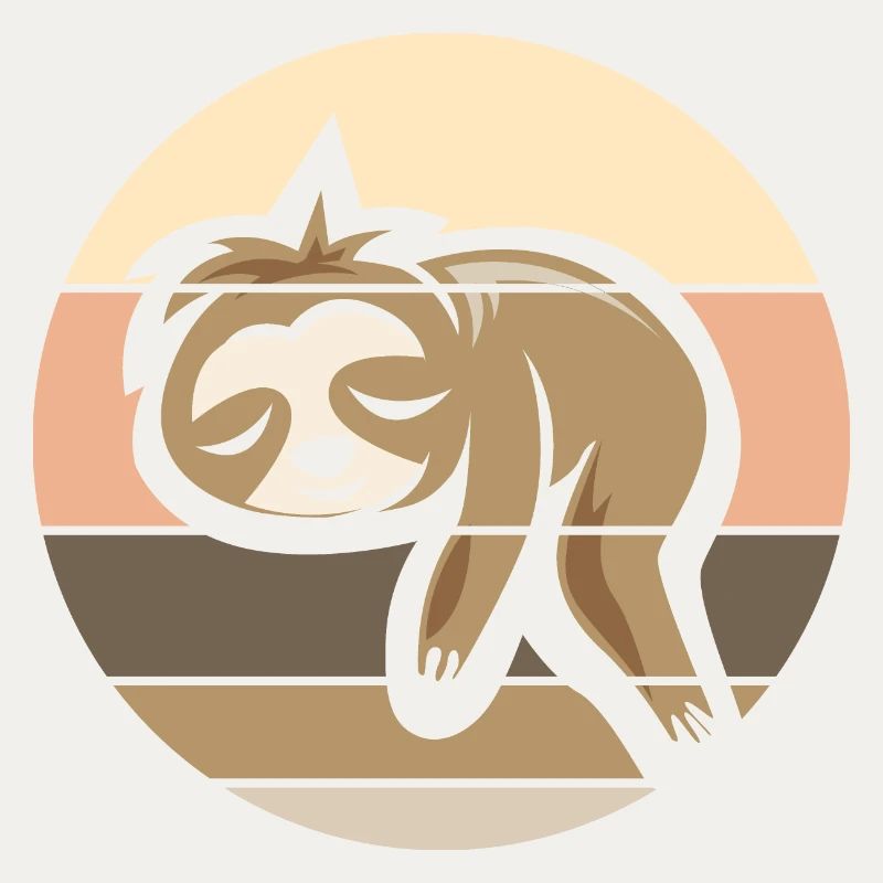 retro sloth comic icon sunset logo