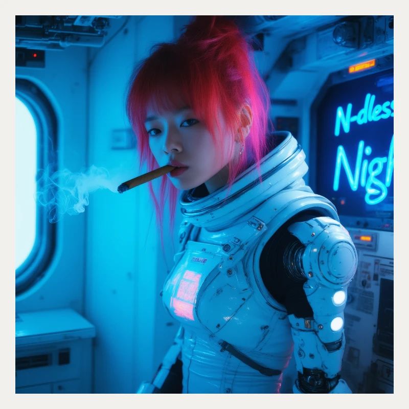 Space Soldier mit einer Zigarre