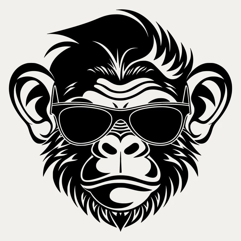 Cool Monkey Head with Sunglasses