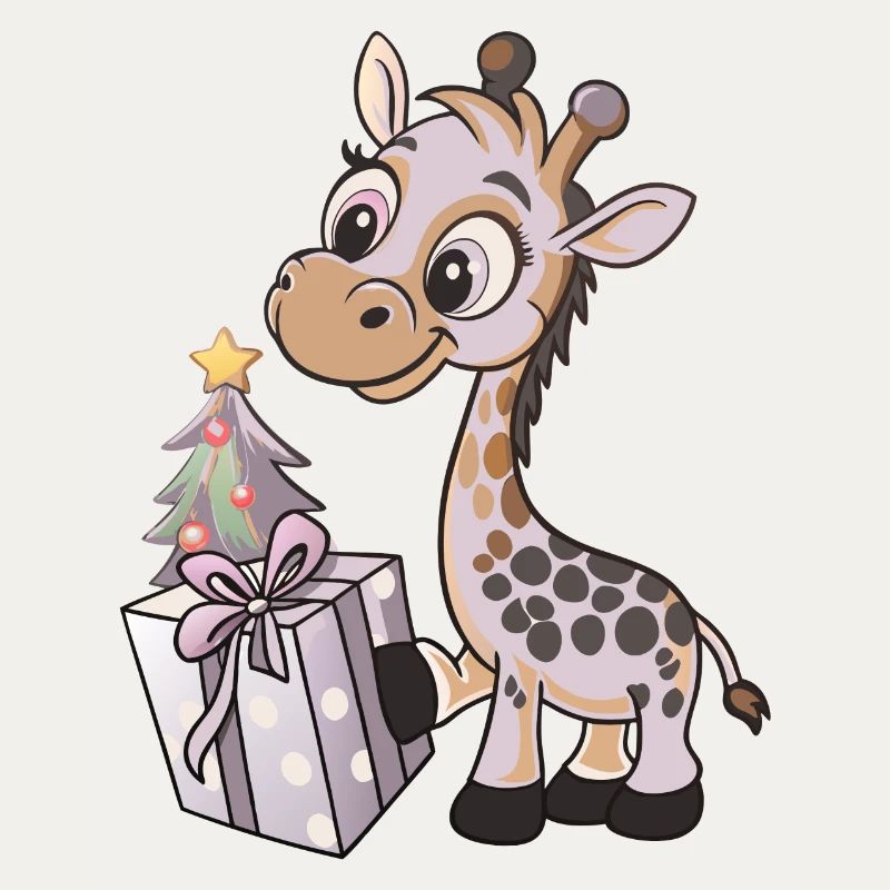 Cute Giraffe Unwraps Gift
