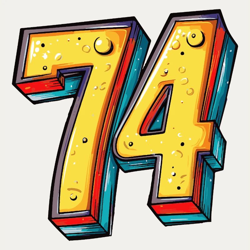 74 Number Colorful