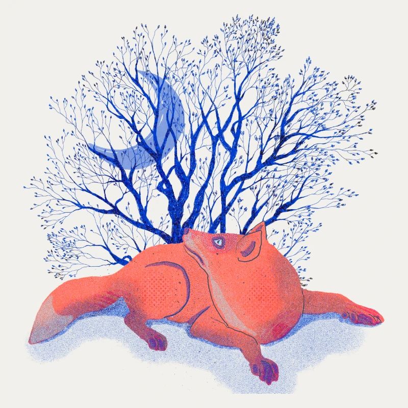Moon Dreams Under Blue Tree