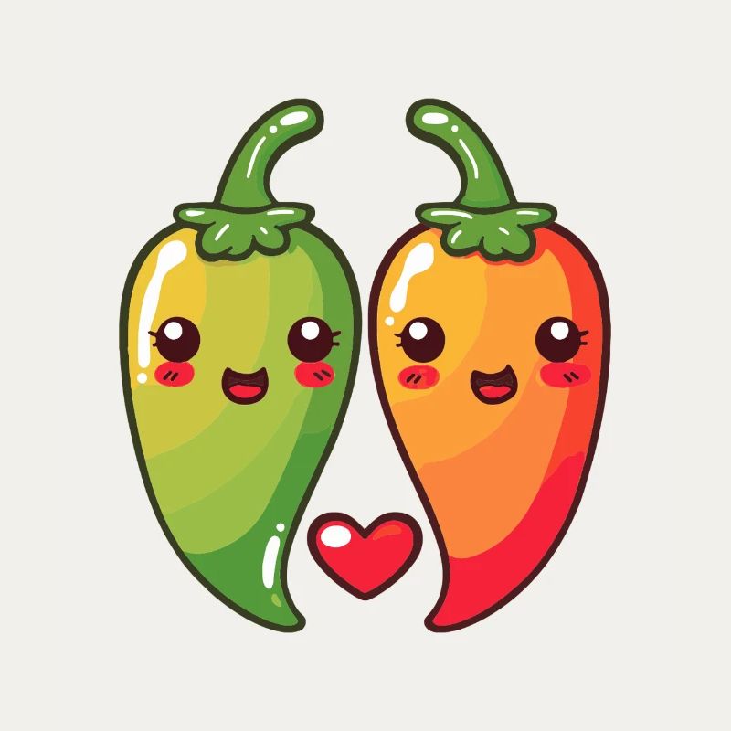Chilli Paar Liebe Herz Comic