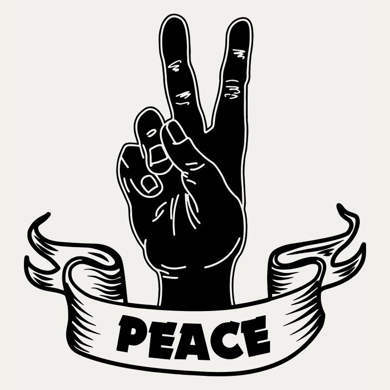 Black hand peace with text PEACE