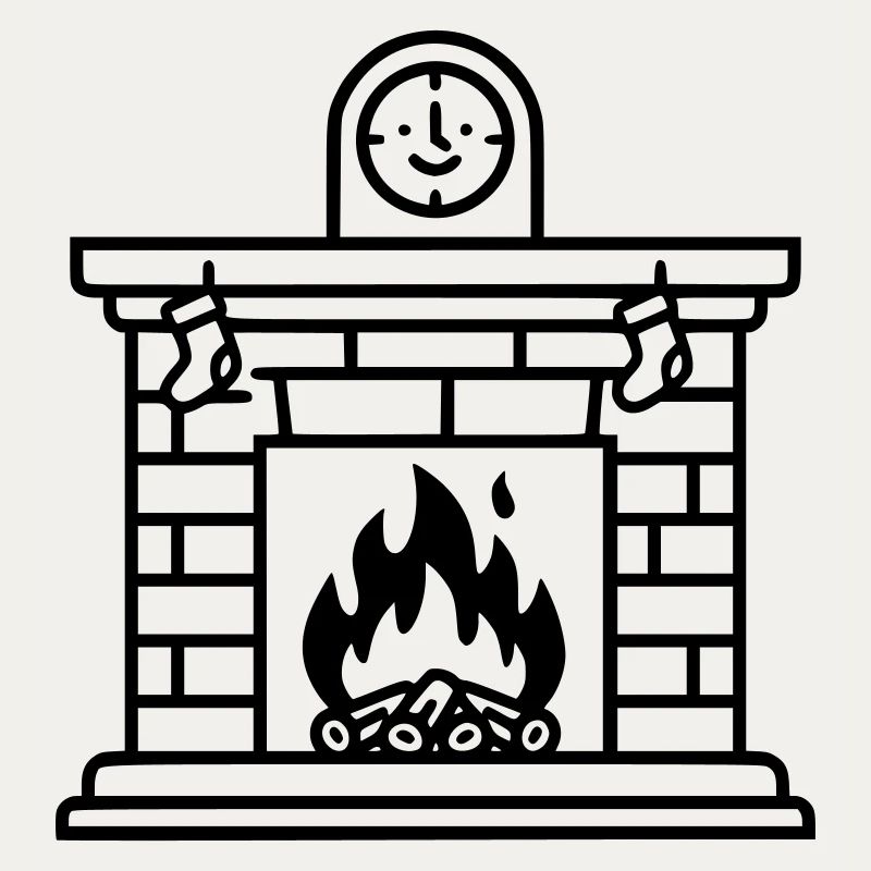 Gemütlicher Weihnachtskamin mit Feuer