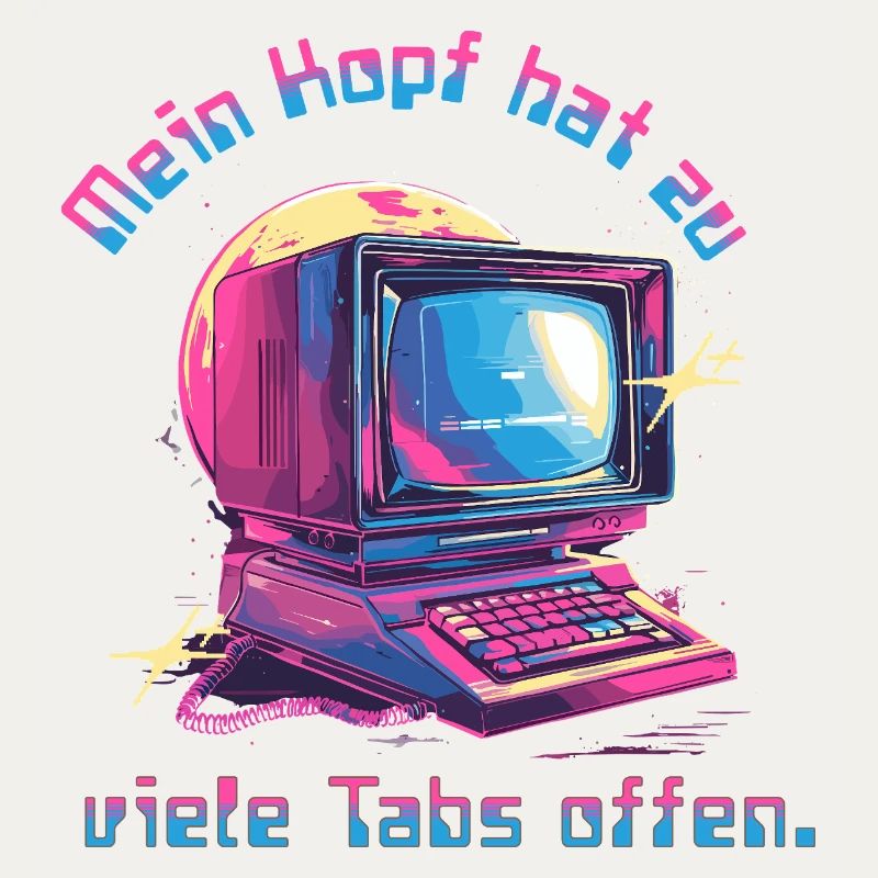 Vintage Computer Neon Tabs Open