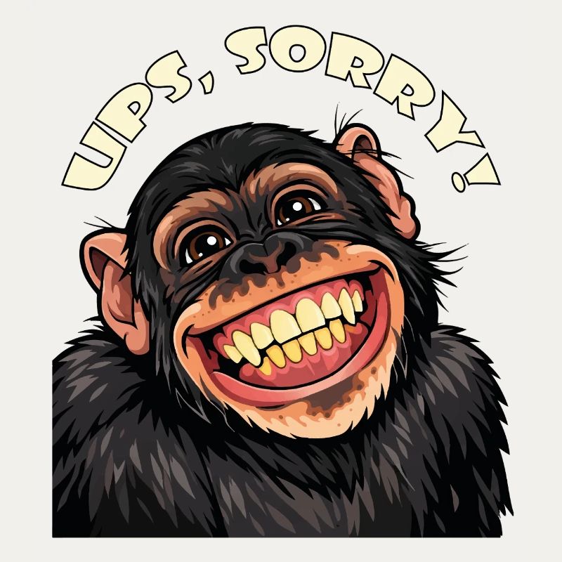 Oops, sorry! Funny Grinning Cartoon Monkey