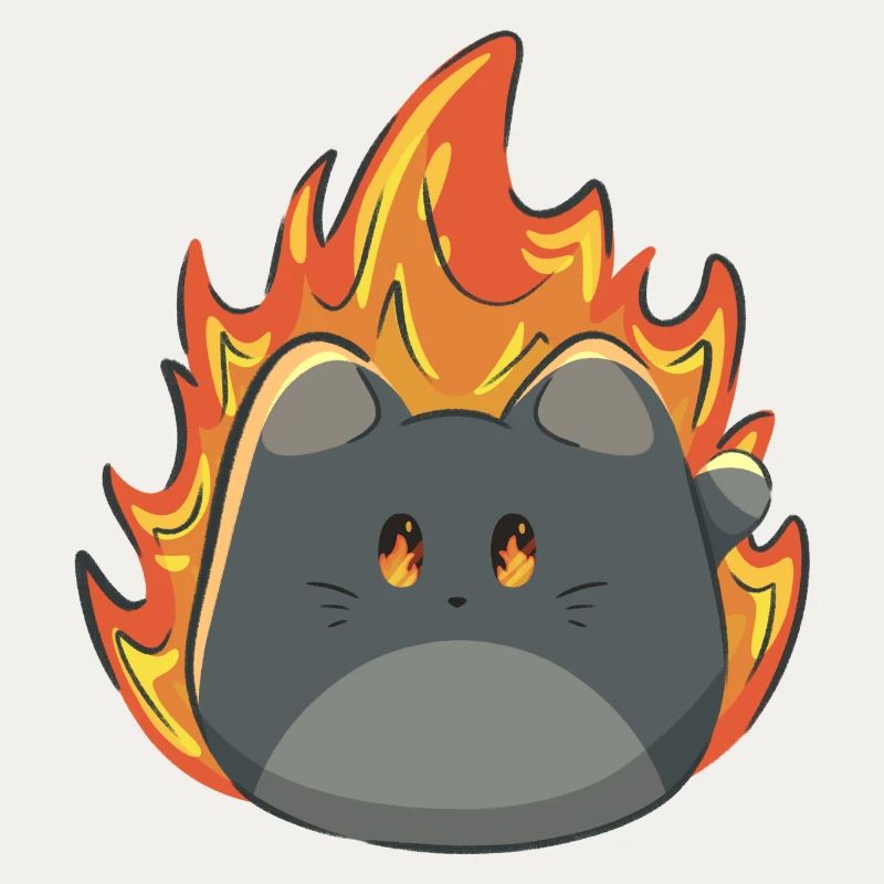 Chat mignon avec du feu