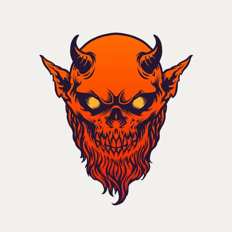 Devil Demon Rot mit Horn und Bart