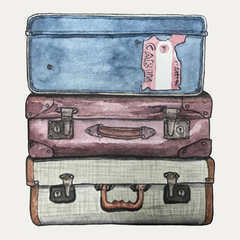 Suitcase stack with 3 old suitcases