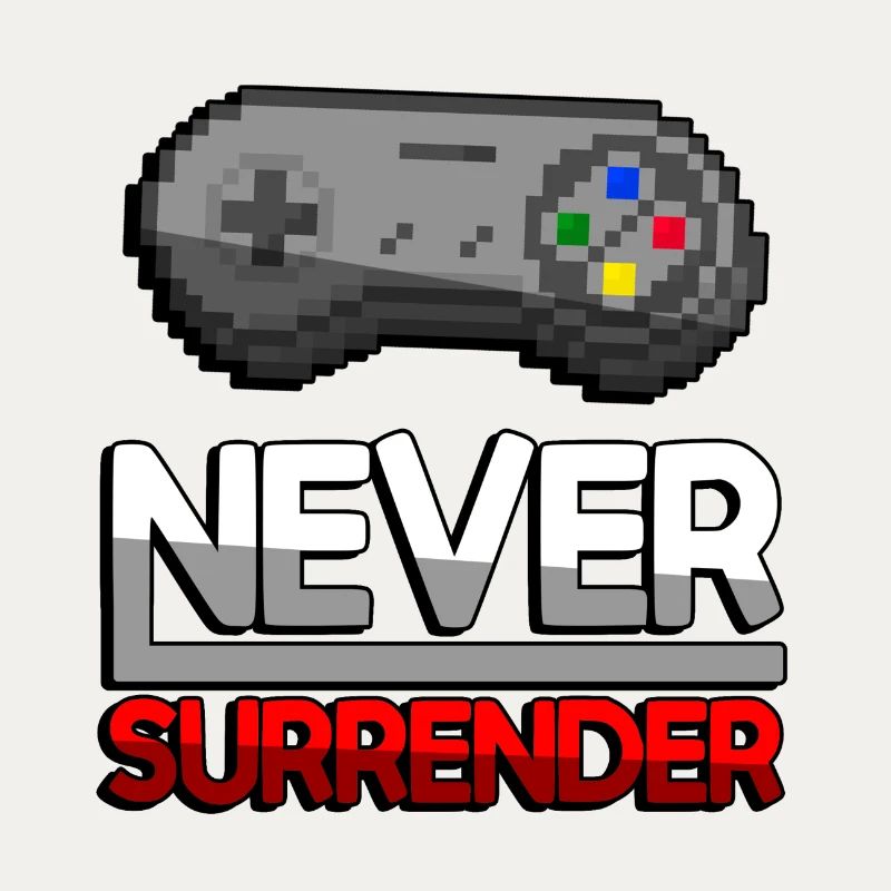 NEVER SURRENDER (Rot) + SNES Controller - Gaming