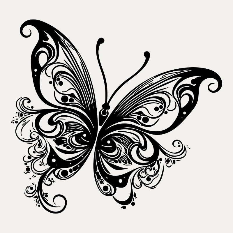 Dessin papillon de style lignes et points
