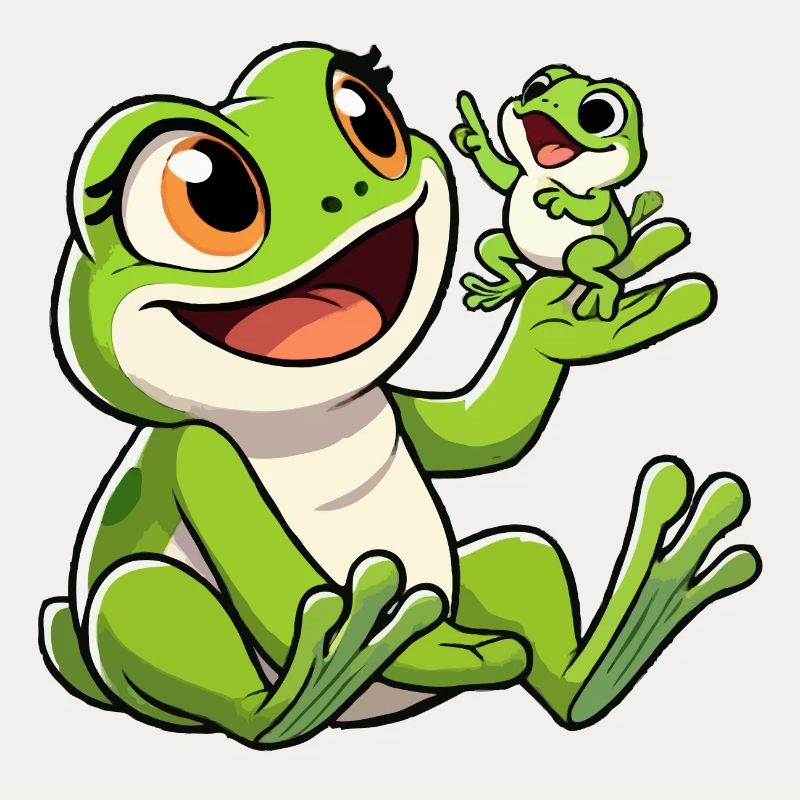 Froschmutter mit herumtollendem Kind