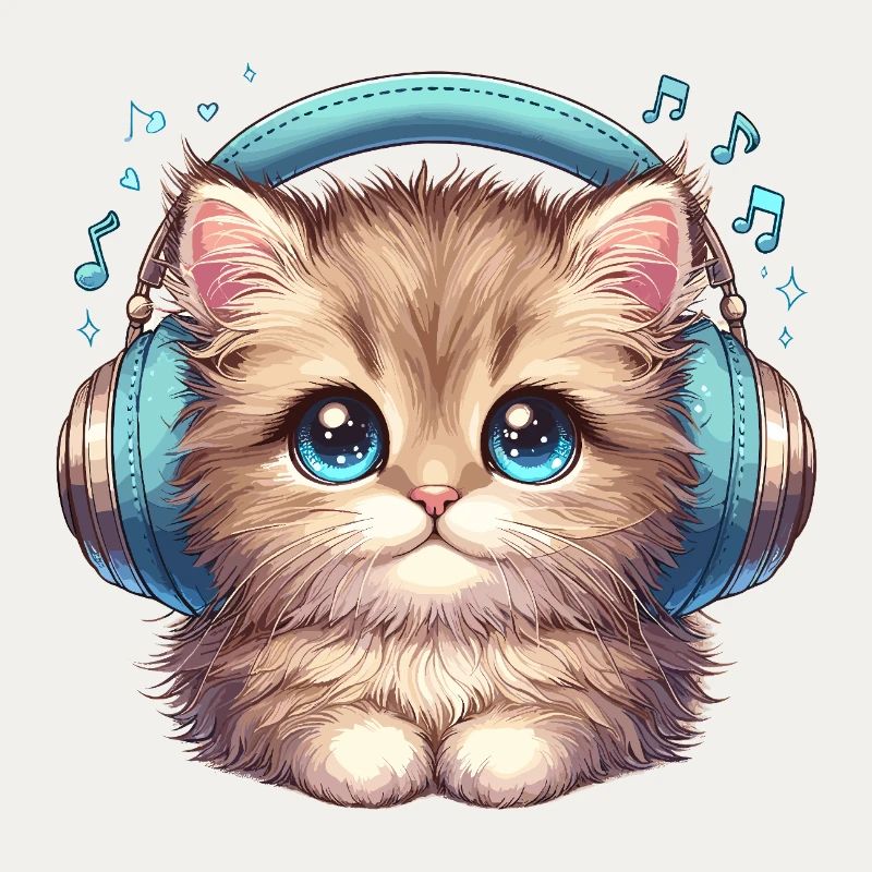 Süße Katze mit Doodle-Kopfhörern