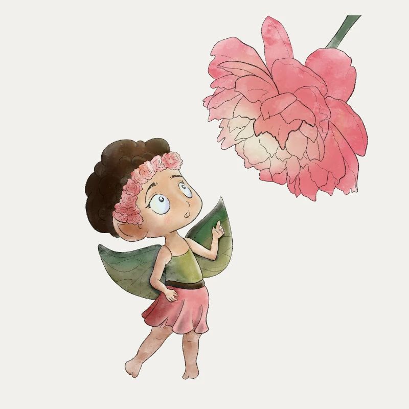 Magical fairy with peony