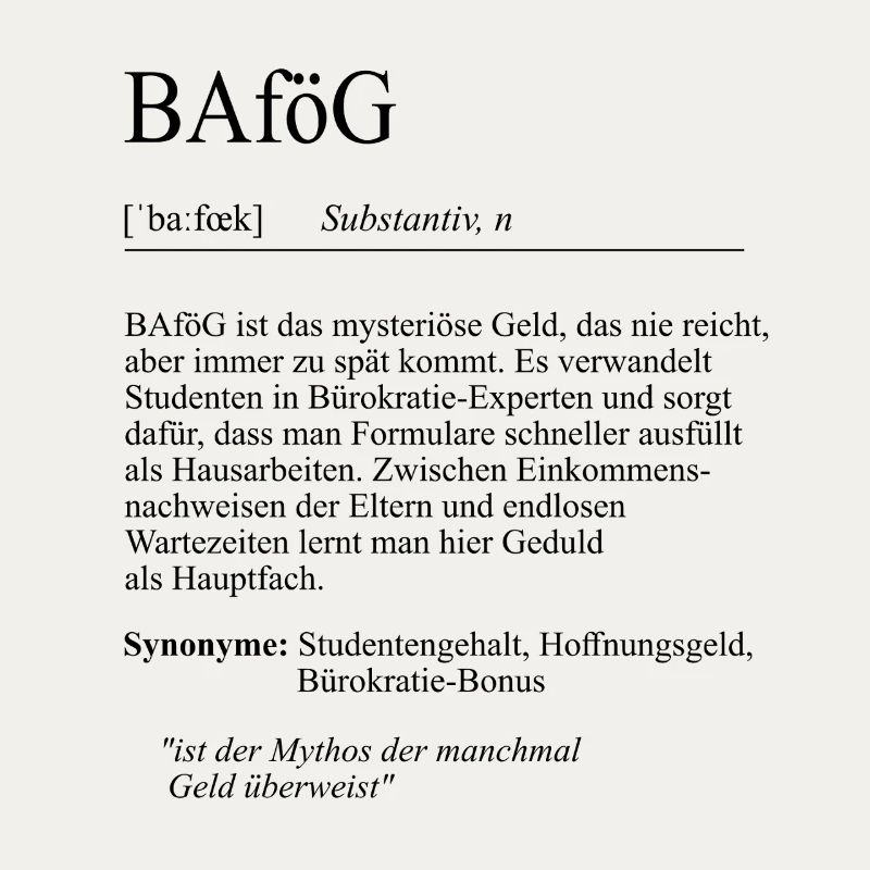 Unispruch "BAföG" Student Geschenk, Studenten