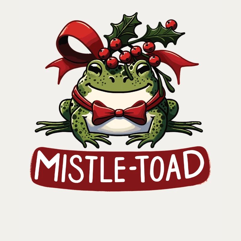 Mistle-Toad Funny Christmas Toad Pun