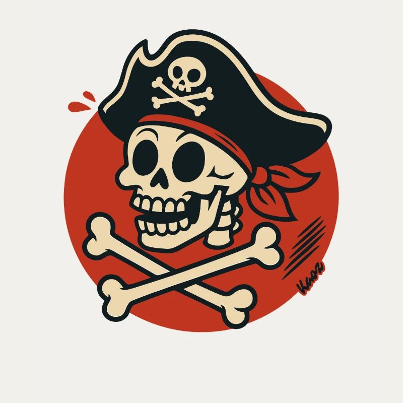 Pirate skull with bone