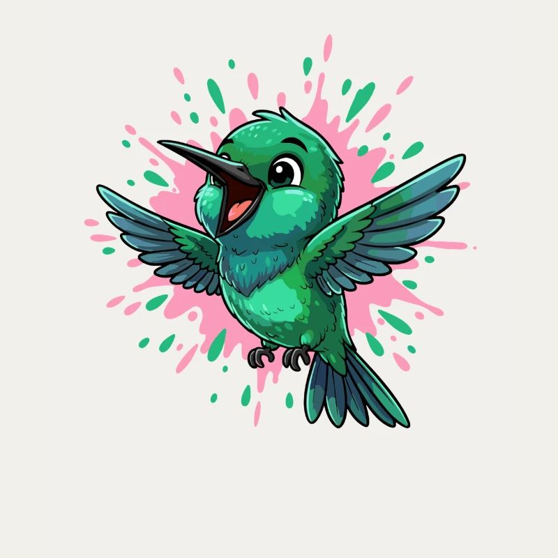 Colibri coloré avec éclaboussures de couleur