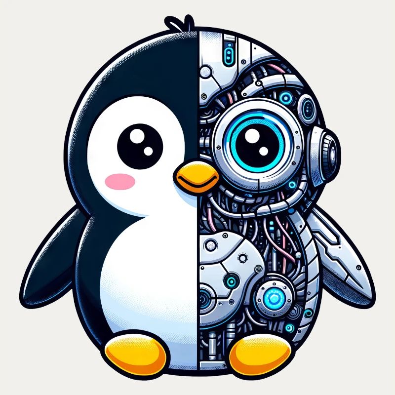 Mignon pingouin cyborg robot