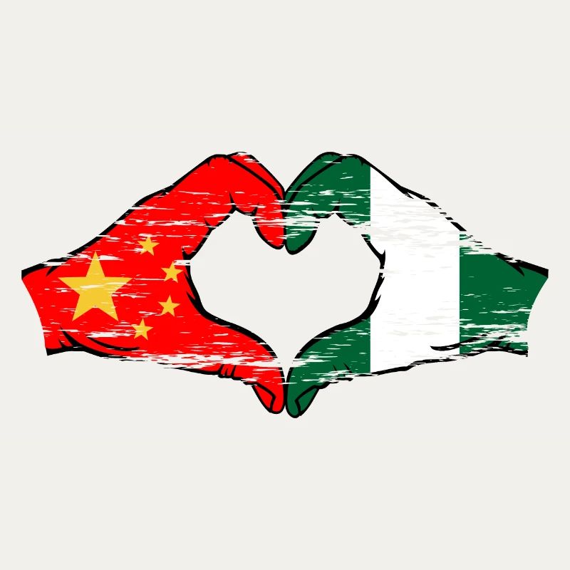 Forme de coeur du drapeau de la Chine et du Nigeria utilisé