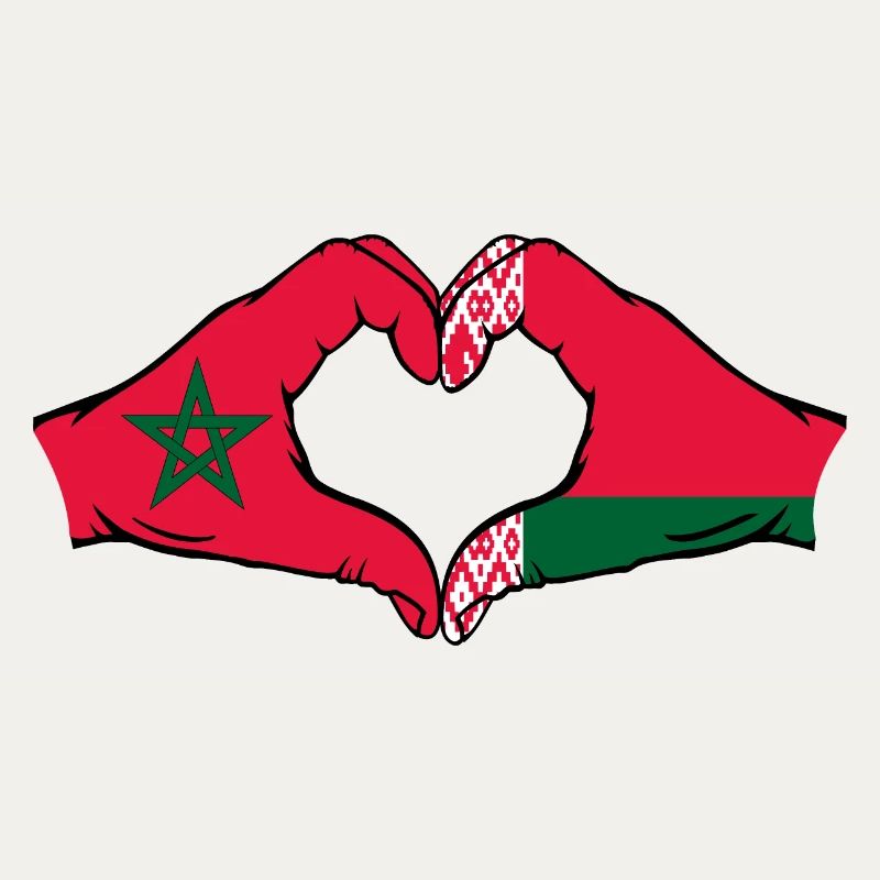 Maroc Biélorussie Drapeau Mains Coeur Forme
