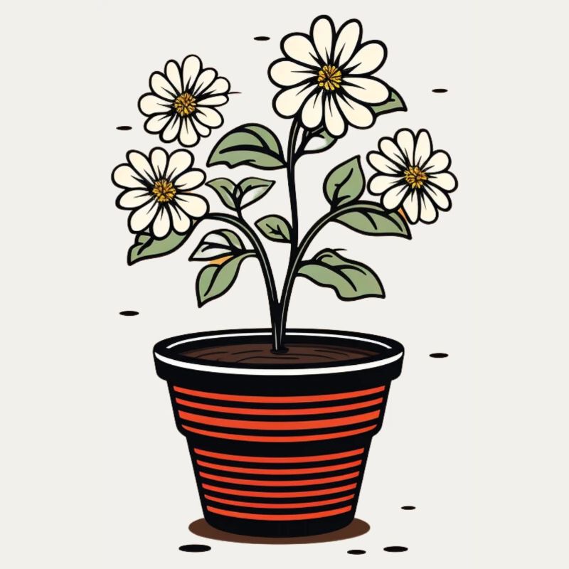 Pot de fleurs mignon style fleurs blanches