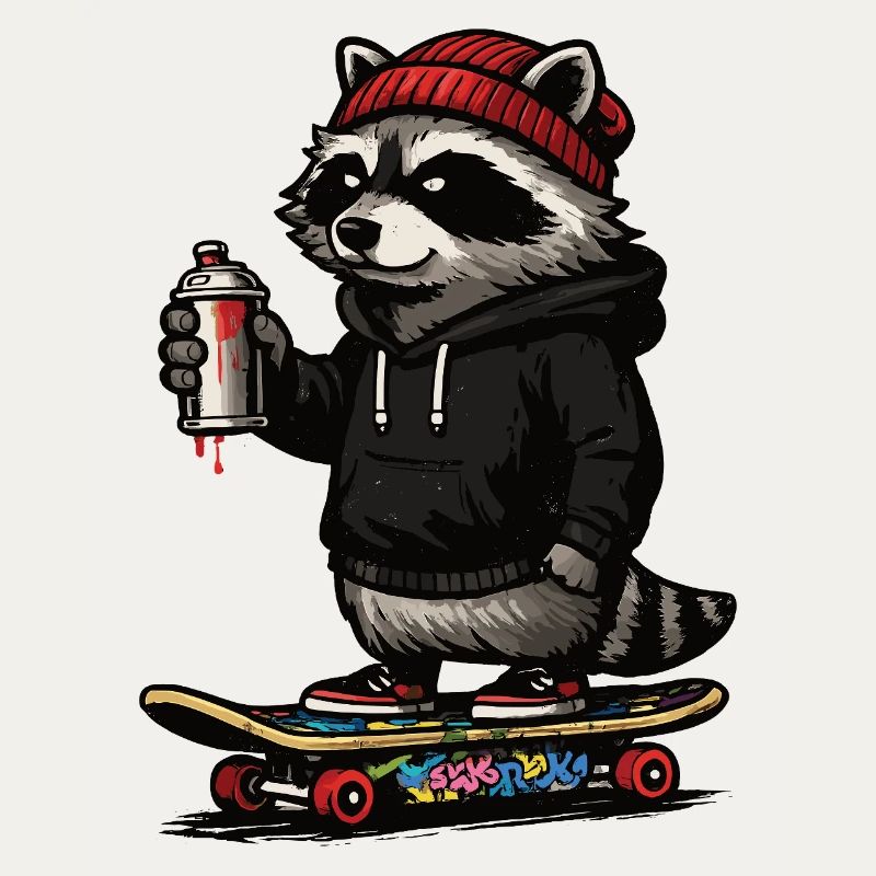 Waschbär Skate Graffiti