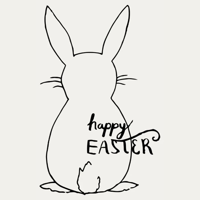 Cute rabbit in back view - Happy Easter