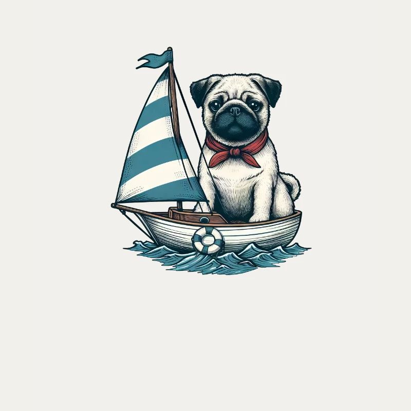 Summer Sailing Dinghy with Pug