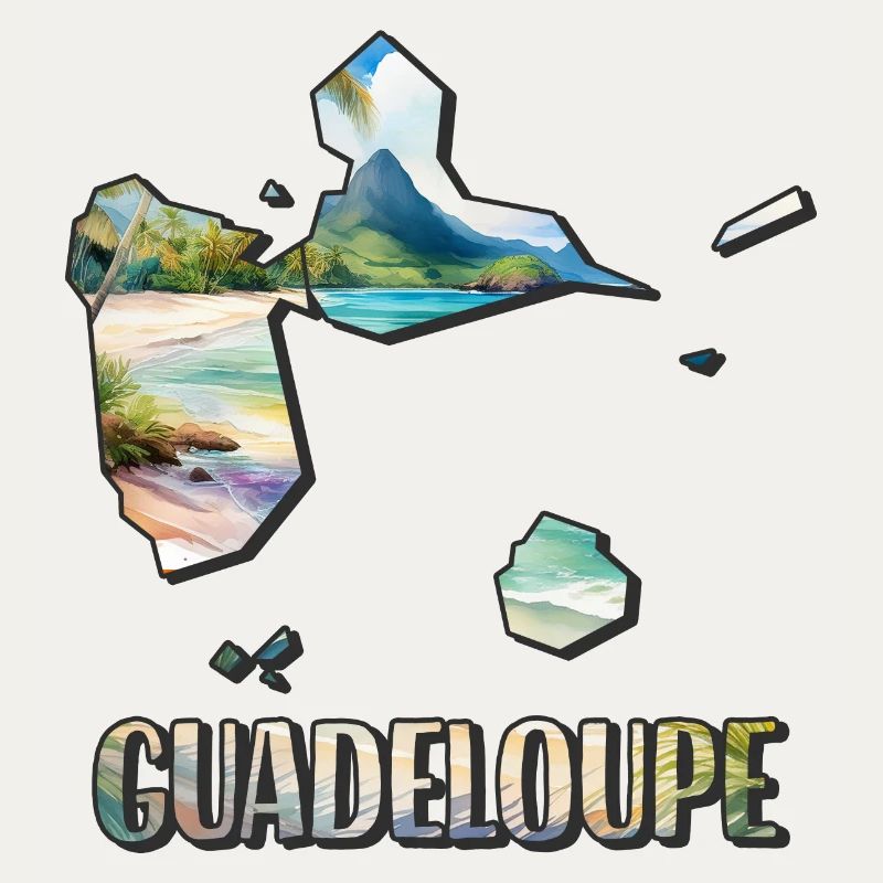Watercolor Map Guadeloupe