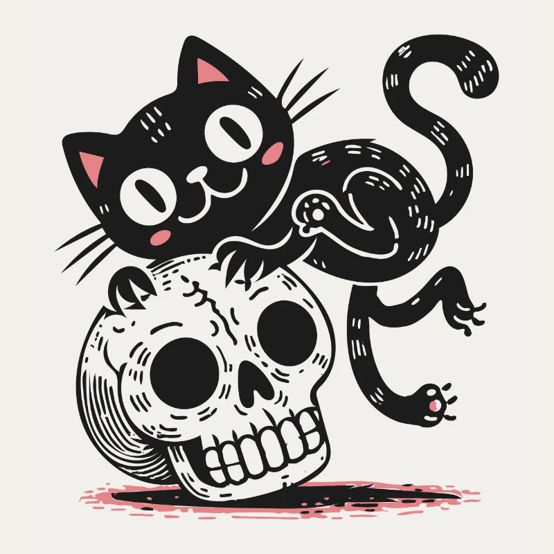 Black Cat and Skull