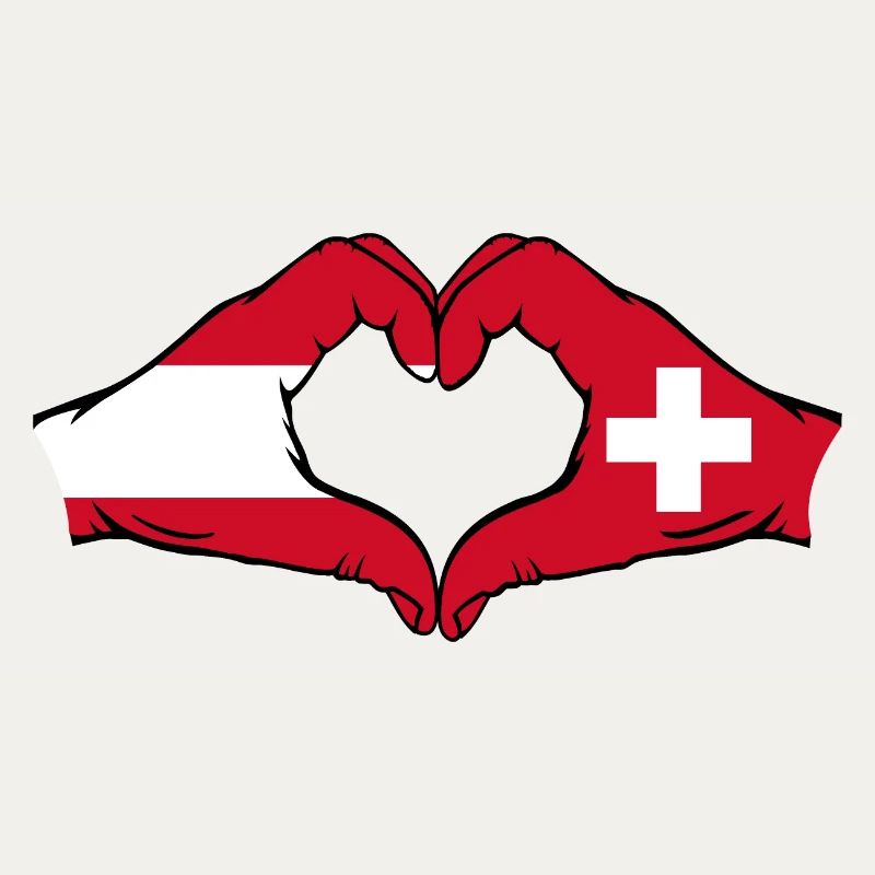 Austria Switzerland Flag Hands Heart Shape