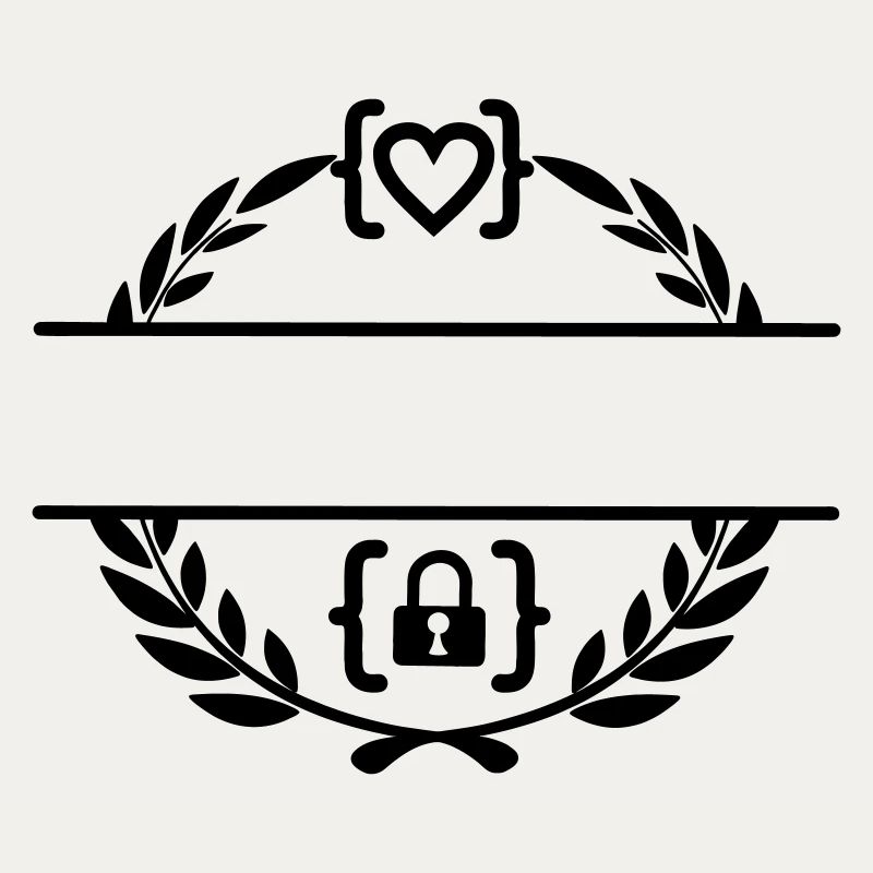 Code with heart and code with lock in laurel wreath m