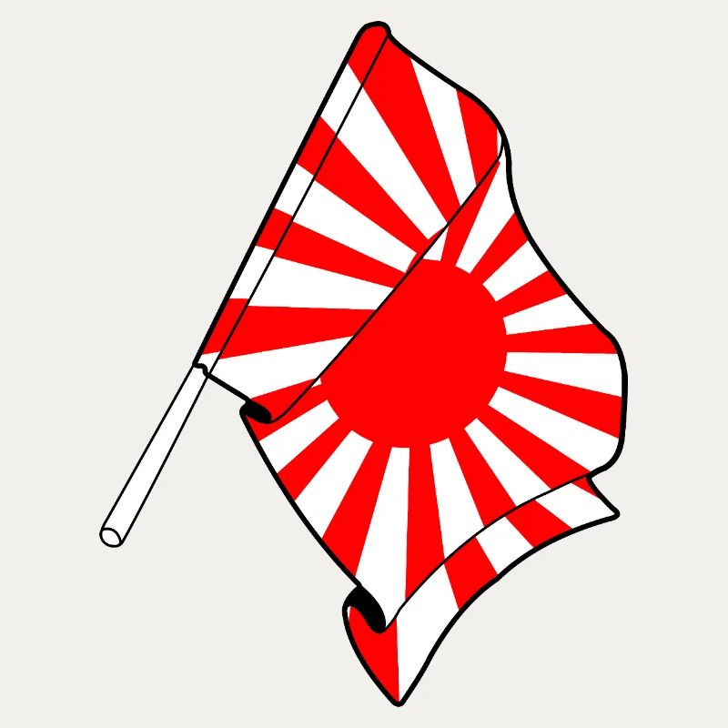 Drapeau du soleil levant sur bâton