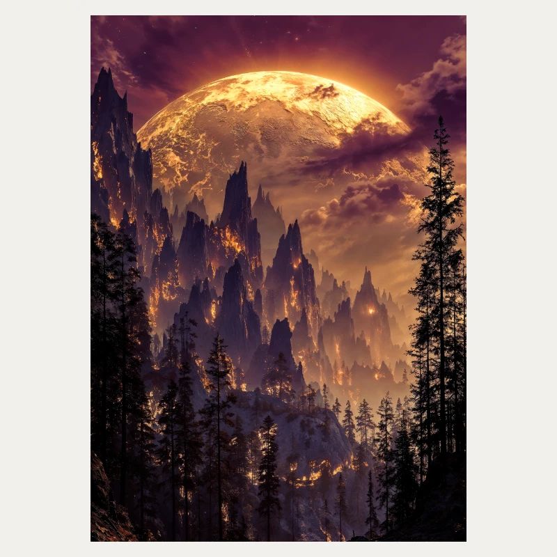 Feuriger Gipfel in der Abenddämmerung