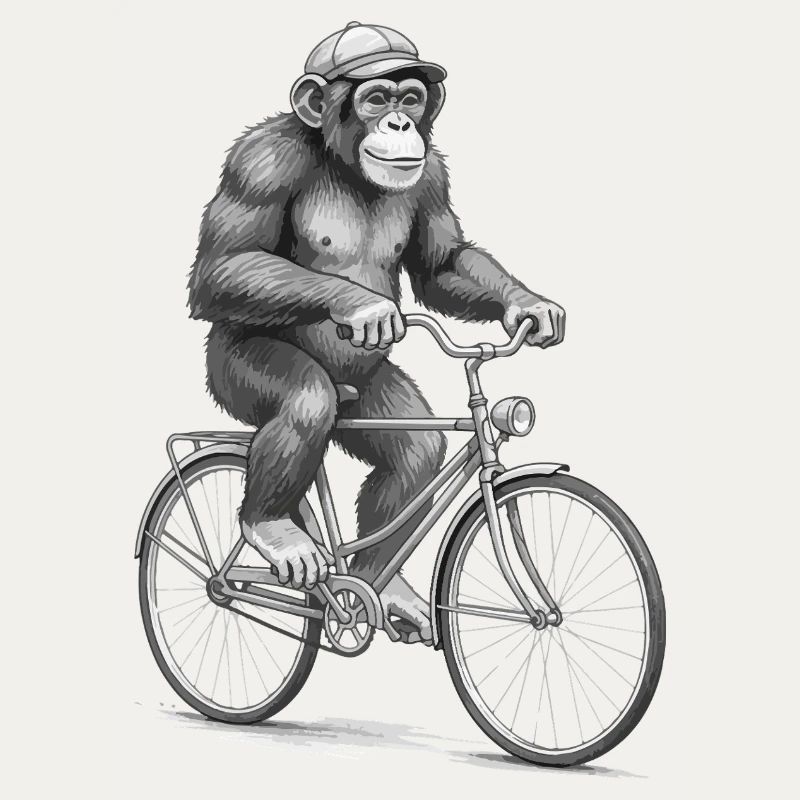 Monochrome Monkey Cyclist