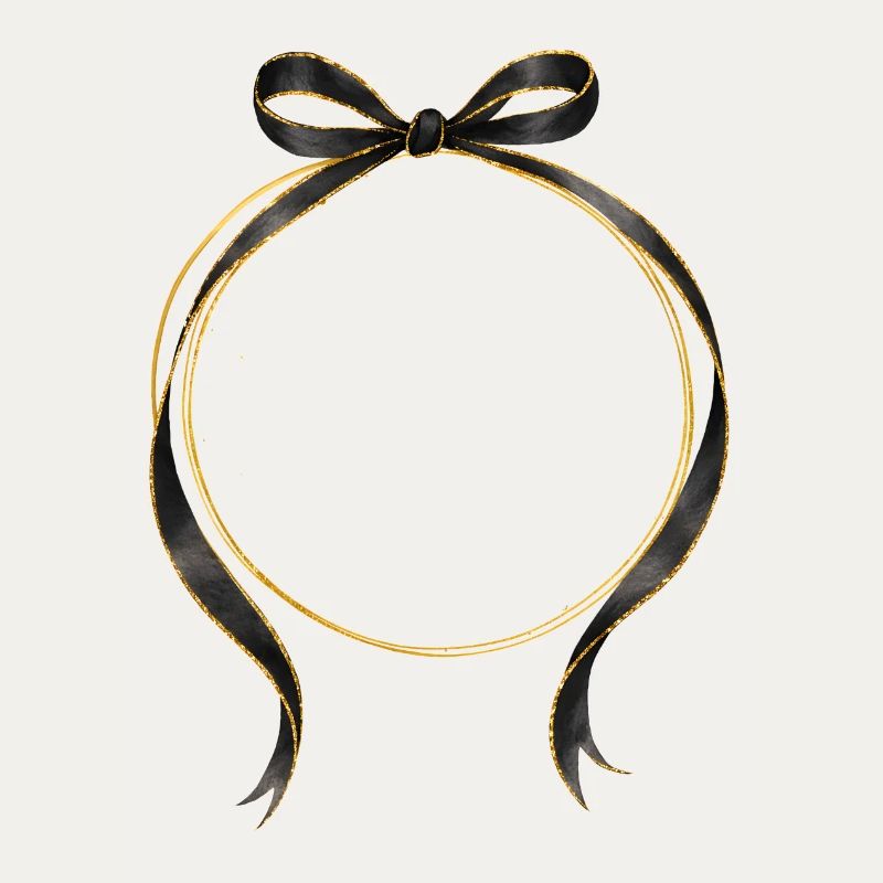 Circle Bow Black Gold Personalizable