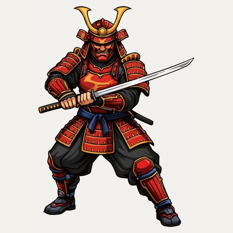 Samurai Warrior in Red
