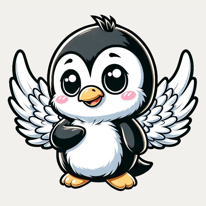 Ange pingouin mignon avec des ailes Comic Design
