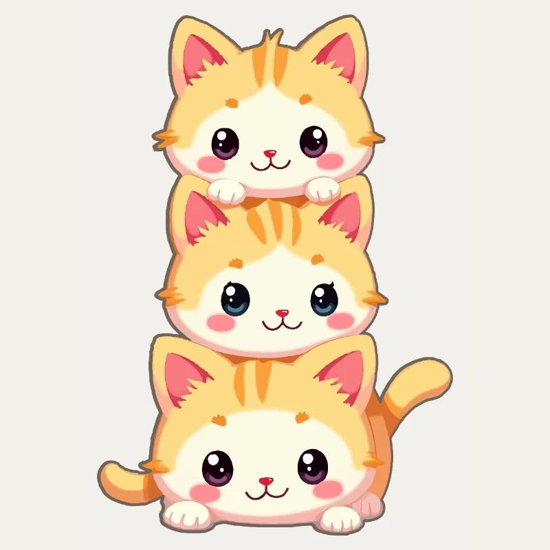 Stacked Kitten Trio