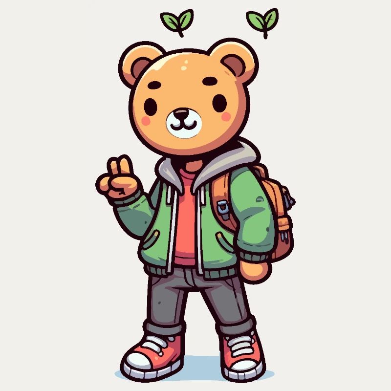 Cute teddy bear with a backpack