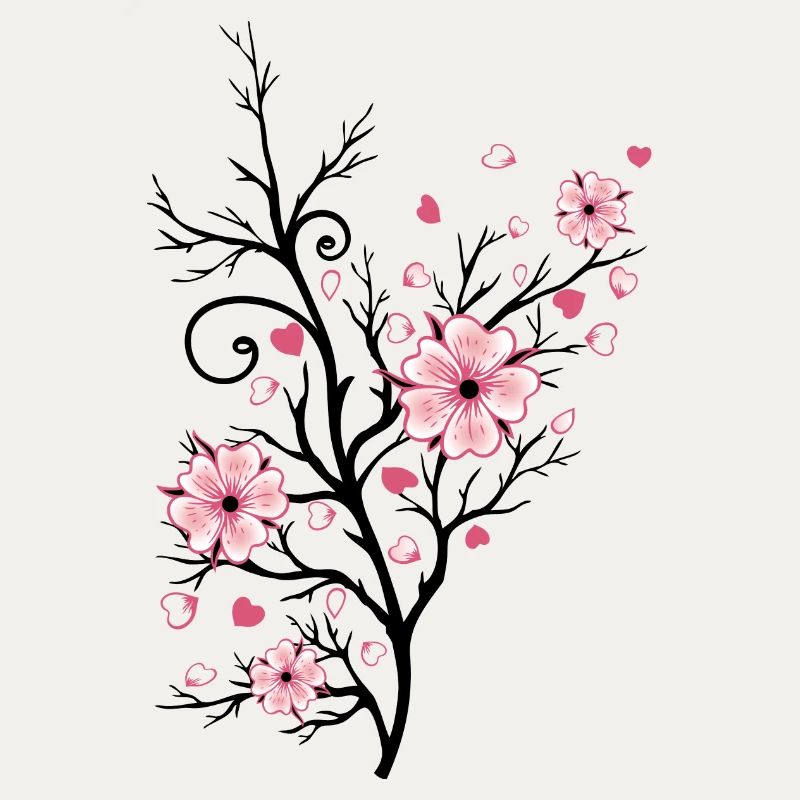 Cherry Tree Cherry Blossoms with Hearts Sakura Spring
