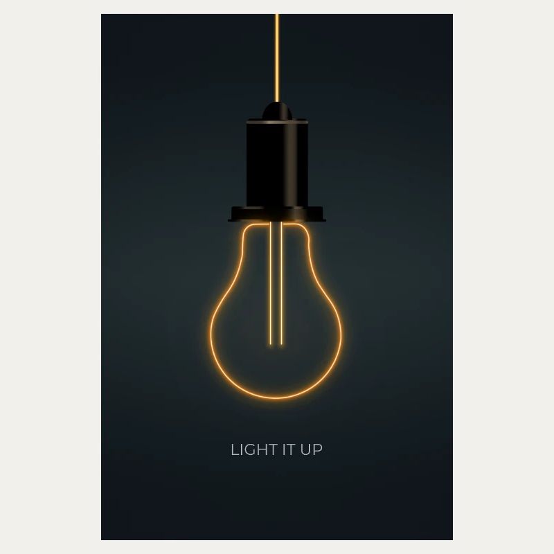 Light It Up – Neon Light Bulb Poster