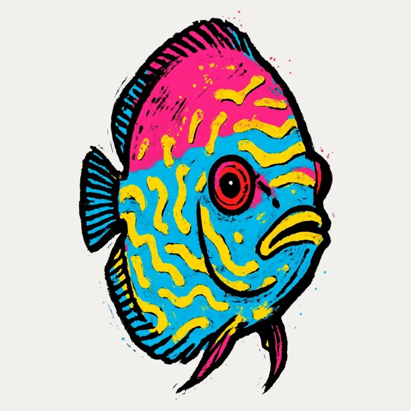 Pop Art Diskusfisch rosa und leuchtend gelb