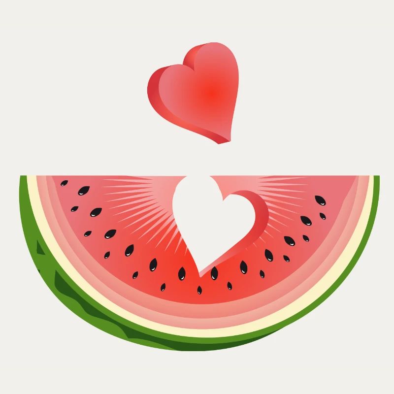 Stück einer Wassermelone mit Herz