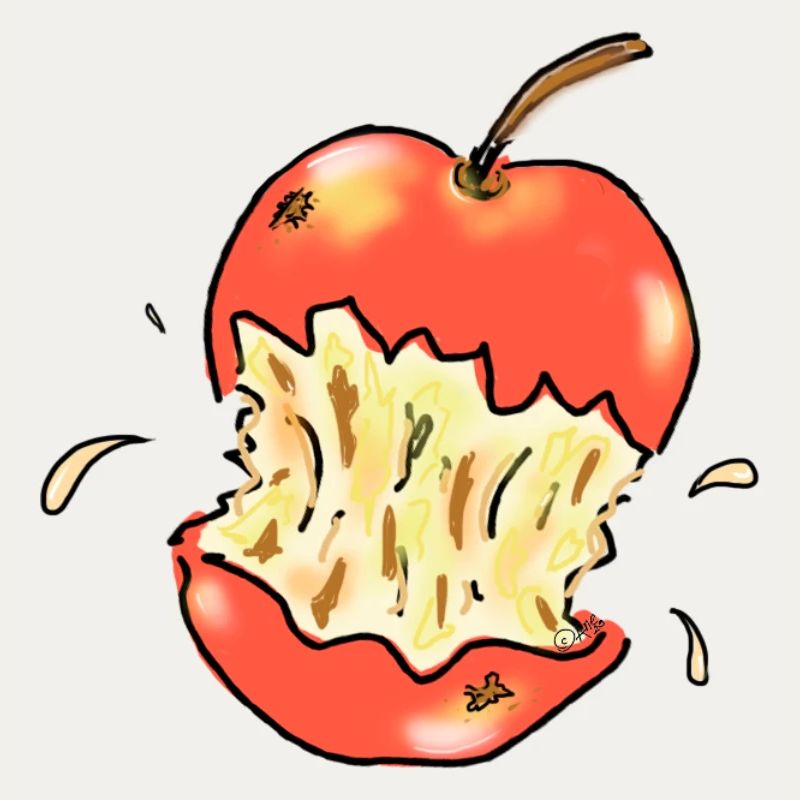 Red apple bitten illustration